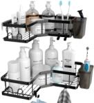  Set 2 etajere, de colt, din otel, versatil si modern, design ergonomic si compact, perfect pentru utilizarea eficienta a spatiului, potrivite pentru bucatarie, baie, living sau chiar birou (4208)