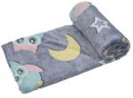  Patura, Fosforescenta, cu Bufnite, Flanel, 130 x 150 cm, desenele de pe patura absorb lumina si apoi o emana in timpul noptii, creand o atmosfera relaxanta si unica (4490)
