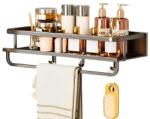  Organizator, de perete, cu suport prosop, 30 cm, din otel inoxidabil, rezistent la rugina, usor de curatat, include bara pentru prosoape si carlige pentru accesoriile suplimentare (4203)
