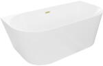 Mexen Oval Slim свободно стояща вана срещу стена 170 x 80 см, бяла, преливник златист четков - 52661708000-55 (52661708000-55)