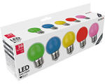 Avide Színes LED lámpa szett E27 (1W/200°) Kisgömb - zöld, kék, sárga, piros, rózsaszín (ABDLG45-1W-B5)