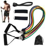  5 részes fitnesz gumiszalag szett fogantyúkkal, 4, 5-13, 6 kg ellenállás (15737)