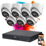 DAHUA 7 dome biztonsági kamerás IP kamera rendszer 4MP színes éjszakai képpel (DAHUA-IP-4MP-1439V-07)