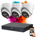 DAHUA 3 dome biztonsági kamerás IP kamera rendszer 4MP színes éjszakai képpel (DAHUA-IP-4MP-1439V-03)