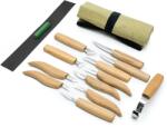 BeaverCraft Set de 12 cuțite pentru sculptură în lemn Beavercraft în husă pentru unelte + accesorii S10