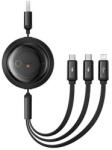 Baseus Gyorstöltő kábel 3in1 Baseus Free2Draw, USB - micro USB+USB-C+Lightning, 3.5A, 1.1m (fekete)
