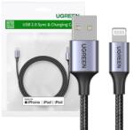UGREEN US199 Lightning - USB kábel, 2, 4A, 1m (fekete)