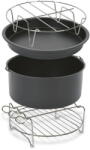 Tefal Set 4 accesorii 20 cm friteuze Easy Fry XXL Tefal XA113010, tava pizza, vas copt, gratar friptura, suport frigarui, inox si strat antiaderent, Negru (XA113010)