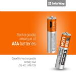 ColorWay Rechargeable Mikro USB Battery 1.5V mikro ceruza akku (AAA) 400mAh 2db (CW-UBAAA-01)