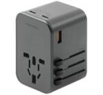 Energea Travelworld GaN65 4in1 1xUSB-A/ 2xUSB-C utazó gyorsöltő adapter, (PD-PPS-QC 3.0) 65W, szürke (US/UA/EU/UK) (TWA-GAN65-GUN) - aqua
