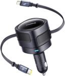 Baseus Enjoyment Max Autós töltő 1xUSB-C+1xLightning kábel 60W fekete (C00035507121-00)