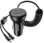 Baseus Circular autós töltő 2xUSB-C + fix lightning kábel 60W fekete (C00035902121-00)
