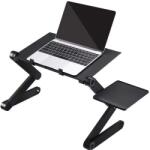  ZONE Univerzális laptoptartó maximum 17" laptopokhoz multifunkciós több ponton állítható dupla hűtőventilátorral egértartó tálcával fekete (LP-CA034-01)