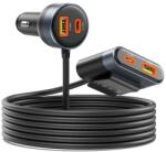 ORICO Autós töltő hosszabítóval 2xUSB-2xUSB-C fekete (CC-98AC-BK-BP)