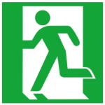  Indicator de evacuare din aluminiu 200x200mm iesire de urgenta, stanga, fotoluminiscent [4044589004796] (4044589004796)