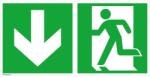  Indicator de evacuare din aluminiu 400x200mm iesire de urgenta pe stanga, sageata in jos, fotoluminiscent [4044589113641] (4044589113641)