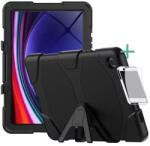  ZONE Műanyag hátlap védőtok képernyővédő üveggel kitámasztóval Samsung Galaxy Tab A9 Plus (11.0) fekete