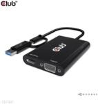 Club 3D USB 2.0 + USB 2.0 Type C VGA/D-Sub + HDMI Átalakító Fekete 33cm CSV-1611 (CSV-1611)