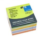 Info Notes Jegyzettömb öntapadó, 75x75mm, 450lap, intenzív zöld, sárga, lila, narancs (5654-52) (5654-52)