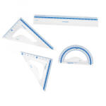 Keyroad Vonalzókészlet, 20 cm, vonalzó, szögmérő, 45° és 60° háromszög vonalzók 4 db/bliszter (KR971247) (KR971247)