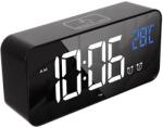 Izoxis 24736 Multifunkciós tükrös óra ébresztővel és hőmérővel, fekete szín