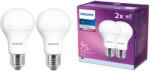 Philips LED izzókészlet, 2 db, EyeComfort, A60, E27, 10W (75W), 1055 lm, F energiaosztály, hideg fehér fény (4000K)