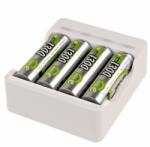 ANSMANN Töltő, Ansmann, Basic IV, 4 rekeszes, 4 db AA elem mellékelve, 1300mAh NiMH, USB kábel 1 m, Fehér (1001-0120-01)