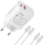 OBAL:ME AMBALAJ: Încărcător de călătorie ME USB-A + USB-C 20W + 2x cablu 1m Alb 8596311273469