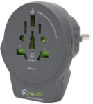 Q2POWER 1.100110-TH utazóadapter, World to Europe USB, USB 5V 2.4A, max. 16 A, 250 V - 4000 W teljesítmény (1.100110-TH) - patronbolt