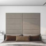 vidaXL 12 db világosszürke bársony fali panel 90 x 30 cm 3, 24 m2 (343919)