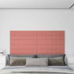 vidaXL 12 db rózsaszín bársony fali panel 90x15 cm 1, 62 m2 (344108)