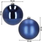  Törhetetlen karácsonyfadísz gömb szett 15 cm, sötétkék, 2 db (matt+fényes) (CA1180)