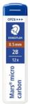 STAEDTLER Grafitbél, 2B, 0, 5mm, STAEDTLER "Mars Micro Carbon 250", 12szál/tubus (250 05-2B) - nyomtassingyen