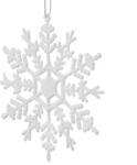  Fehér csillámos műanyag karácsonyfadísz szett, 12 cm, 3 db, törhetetlen (CA0050)