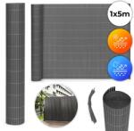 MultiGarden Kétoldalas bambuszhatású PVC árnyékoló 100×500 cm, antracit, erkélyre (BP-210 GREY)
