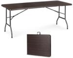 ModernHOME Összecsukható bankett- és kerti asztal, 180×74 cm, barna HDPE, vízálló (SZK-180B)