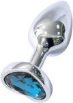 Sunfo - fém anál plug szív alakú kék kővel (ezüst) (5999576181150) - padlizsan