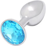Sunfo - fém anál plug világos kék kővel (ezüst) (5999576181082) - padlizsan