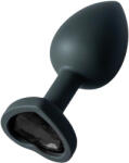 Sunfo - szilikon anál plug szív alakú fekete kővel (fekete) (5999576181204) - padlizsan