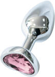 Sunfo - fém anál plug szív alakú rózsaszín kővel (ezüst) (5999576181129) - padlizsan