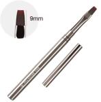 Everin Pensulă Metal Grey Flat 9mm | Pensulă Profesională Gel Unghii (MG09)