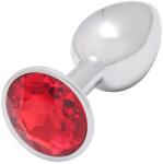 Sunfo - fém anál plug piros kővel (ezüst) - shop
