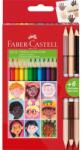 Faber-Castell Creioane colorate triunghiulare și bicolore piele Children of the World Faber-Castell 12 + 3