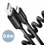 AXAGON BUCM-AM10TB Twister kábel Usb-c Usb-a, 0, 6m, Usb 2.0, 2.4A, Alu, Pvc (Kabel przewód USB C - USB SPIRALA 60CM)