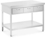 Royal Catering Rozsdamentes acél asztal fiókokkal - 120 x 60 cm - 436 kg - 3 fiók - Royal Catering (RCWT-120X60S3)