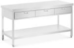 Royal Catering Rozsdamentes acél asztal fiókokkal - 180 x 60 cm - 436 kg - 3 fiók - Royal Catering (RCWT-180X60S3)