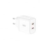XO CE08 Fehér Hálózati Töltő PD50W 2*USB-C