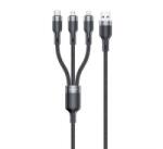 Awei adatkábel 3in1 (USB - lightning/microUSB/Type-C, 100W, gyorstöltő, 120cm) FEKETE (CL-975)