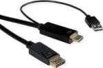 Roline HDMI / Kijelző csatlakozó / USB Csatlakozókábel DisplayPort dugó, HDMI-A dugó, USB-A dugó 3.00 m Fekete 11.04. 5993 Árnyékolt HDMI kábel (11.04. 5993) (11.04.5993)