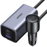 UGREEN Szivargyújtós autós gyorstöltő, bővített töltőelosztóval, 4 port, 3x USB-C, 1x USB-A, 150W, 1m, szürke (35571) (35571)